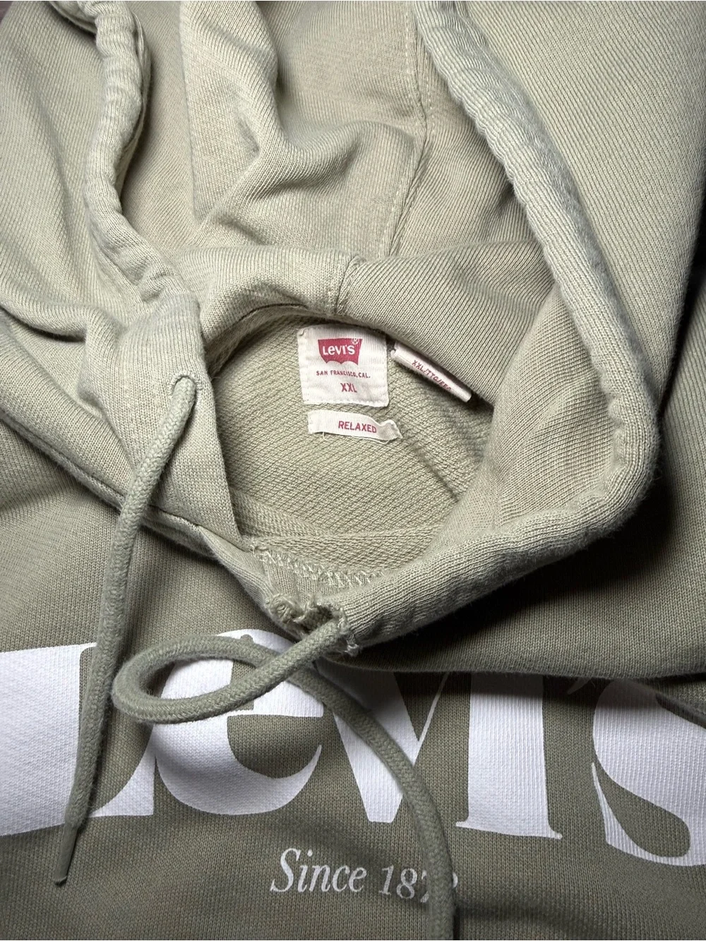 Levi's Relaxed Hoodie in Light Sage Green with White Logo - Picture 2 of 3